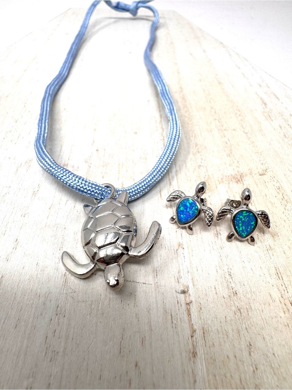 Turtle charm necklace and earrings set, NWOT